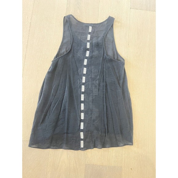 THML Sheer Black Embroidered Tank Blouse M Medium - Picture 2 of 4